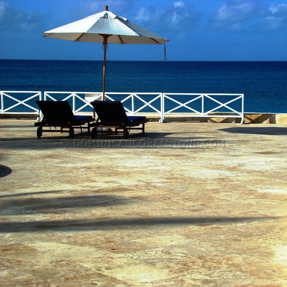 Dominican coral stone pool deck